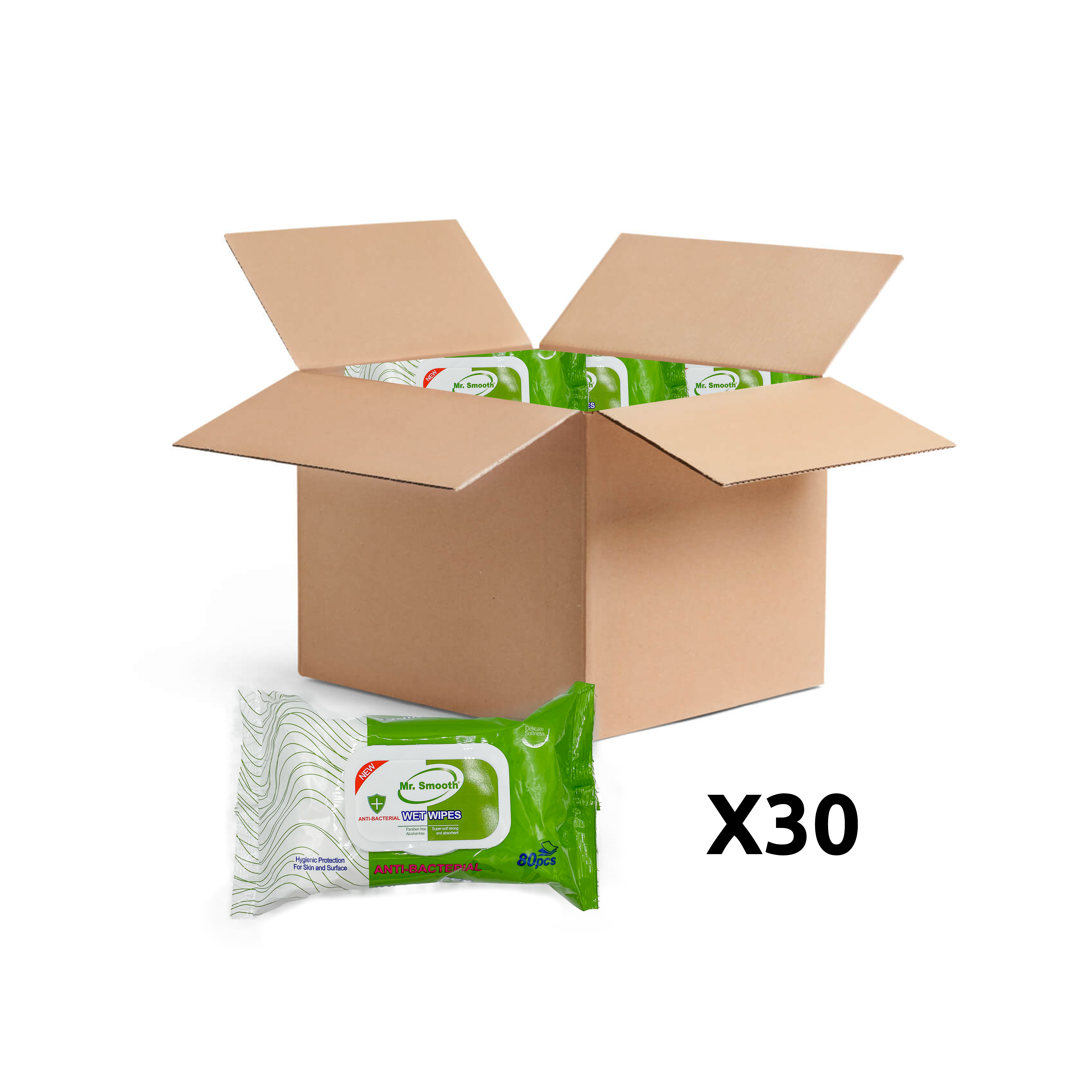 Mr. Smooth Antibacteriële vochtige doekjes 30 x 80 stuks